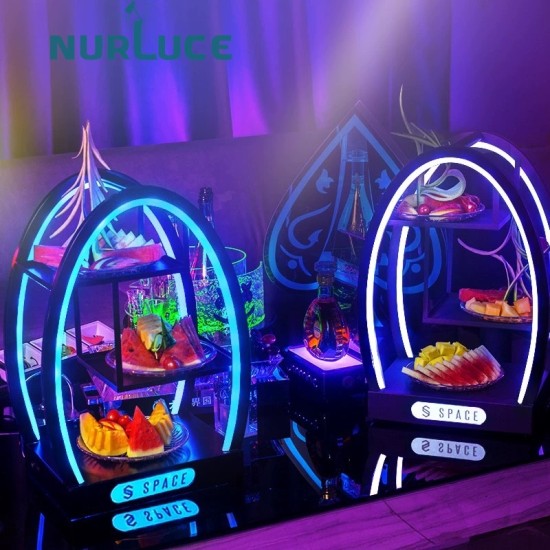 Customized Nightclub Bar LED Promotional Supplies LED Bar Fruit Tray Bar KTV light fruit plate high-grade LED egg type three-layer snack plate