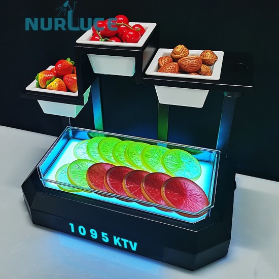 Customized Nightclub Bar LED Promotional Supplies LED Bar Fruit Tray Custom Logo Metal Vegetable Fruit KTV Bar Nightclub Service LED Service Serving Tray For Nightclub