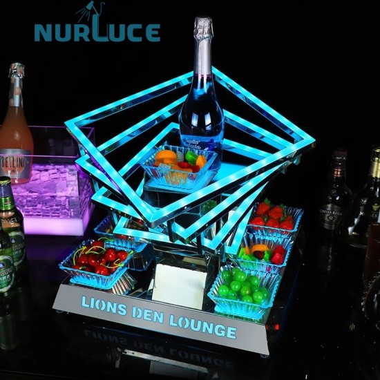 Customized Nightclub Bar LED Promotional Supplies LED Bar Fruit Tray Customized stainless steel bar glowing fruit tray rackKTV creative fruit platter LED shaped foreign wine champagne seat wine set