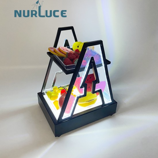 Customized Nightclub Bar LED Promotional Supplies LED Bar Fruit Tray Glowing Fruit Vegetable Serving Tray Bar Fruit Tray Luminous Fruit Plate LED KTV Bar grid Snack Service Tray for bar nightclub