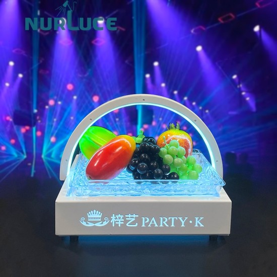 Customized Nightclub Bar LED Promotional Supplies LED Bar Fruit Tray Luxury mixed dry fruit platter tray metal fruit serving plate