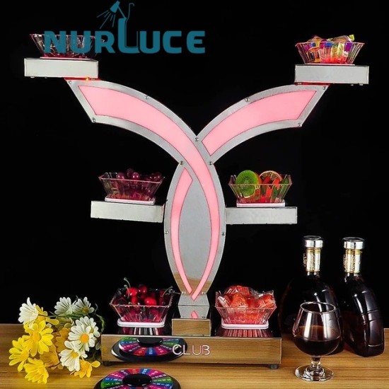 Customized Nightclub Bar LED Promotional Supplies LED Bar Fruit Tray Stainless steel bar supplies nightclub KTV luminous fruit tray rack LED creative snacks snack snack plate