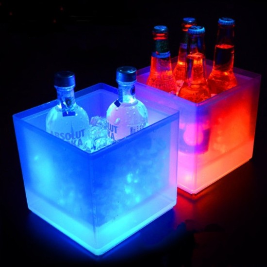 Customized Nightclub Bar LED Promotional Supplies LED Ice Bucket Custom Wholesale Acrylic Beer Wine Drinks Ice Box Acrylic Ice Buckets with led