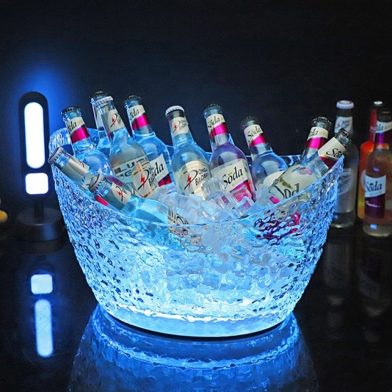 Customized Nightclub Bar LED Promotional Supplies LED Ice Bucket Wholesale Custom LED Beverage Tubs barrel  beer Ice Bucket Cooler Bottle Glorifier Display