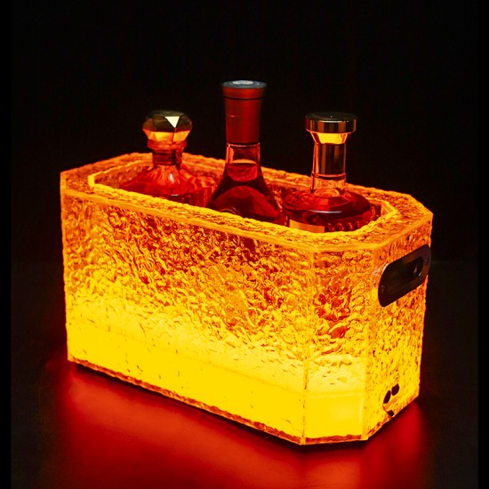 Customized Nightclub Bar LED Promotional Supplies LED Ice Bucket party cooling acrylic  3 bottle led illuminated rechargeable ice bucket for beer