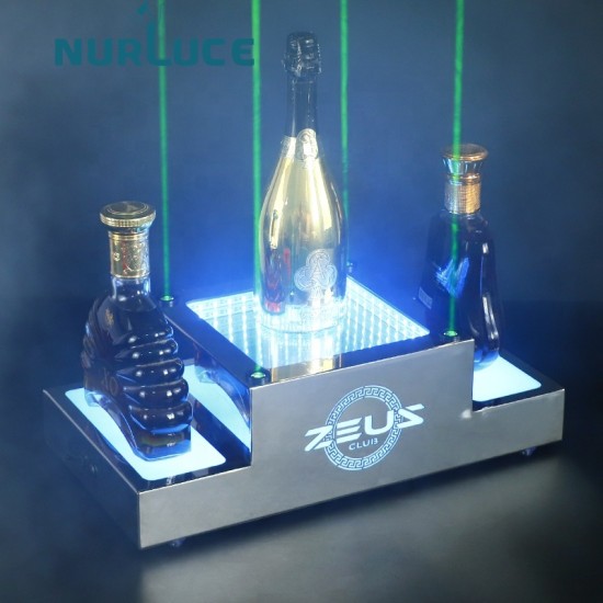 Customized Nightclub Bar LED Promotional Supplies LED Bottle Glorifier Custom LOGO Metal Hardware champagne holder Glorifier LED Display Stand VIP Bottle Service presenter