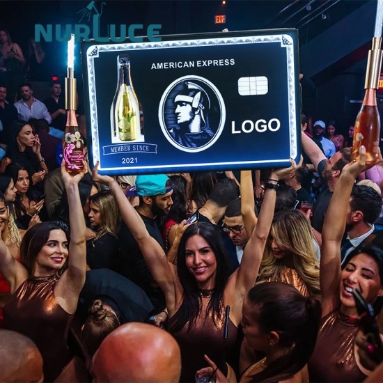 Customized Nightclub Bar LED Promotional Supplies LED Bottle Glorifier Nightclub American Express Messages Board Sign Liquor LED Display Stand Champagne VIP Bottle Service Presenter