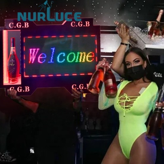 Customized Nightclub Bar LED Promotional Supplies LED Bottle Glorifier Nightclub Programmable Sign Wine Display Holder Led Digital Vip Bottle Service Presenter APP DIY Message Billboard Marquee
