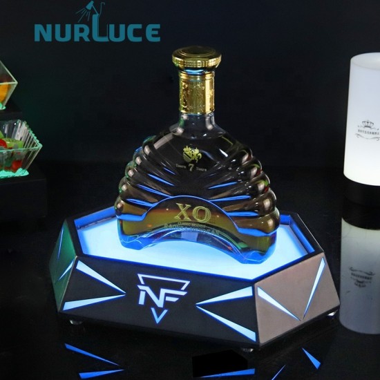 Customized Nightclub Bar LED Promotional Supplies LED Bottle Glorifier Single Rack Display Stand Glorifier Liquor LED Wine base Bottle Holder luminous wine display rack