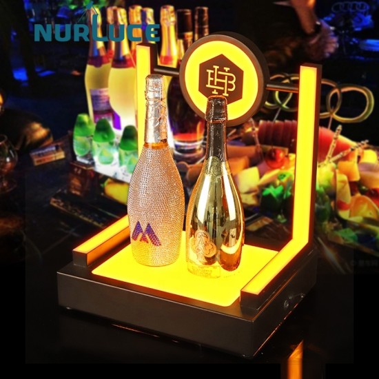 Customized Nightclub Bar LED Promotional Supplies LED Bottle Glorifier bar supplies stand Luminous Champagne Holder with Green Laser bottle presenter night club LED Wine base Display rack