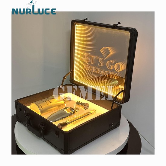 Customized Nightclub Bar LED Promotional Supplies LED Briefcase Hot Sell Customized Logo LED GIFT BOX Display LED MIRROR Bottle Presenter Wine holder