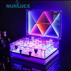 LED Champagne bottle display case for 3 Bottles Ace of Spade VIP Bottle LED presenter tray service carrier case