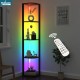 Customized Nightclub Bar LED Promotional Supplies LED Bottle Cabinet KEWAY Wooden Showcase 5 Tiers Corner Shelf with Light Tall Display Shelf for Living Room Collection Wine Display Rack Stand