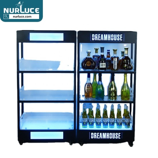 Customized Nightclub Bar LED Promotional Supplies LED Bottle Cabinet Luxury luminous foreign wine display rack LED whiskey champagne bottles display cabinet wine wall holder wedding stand