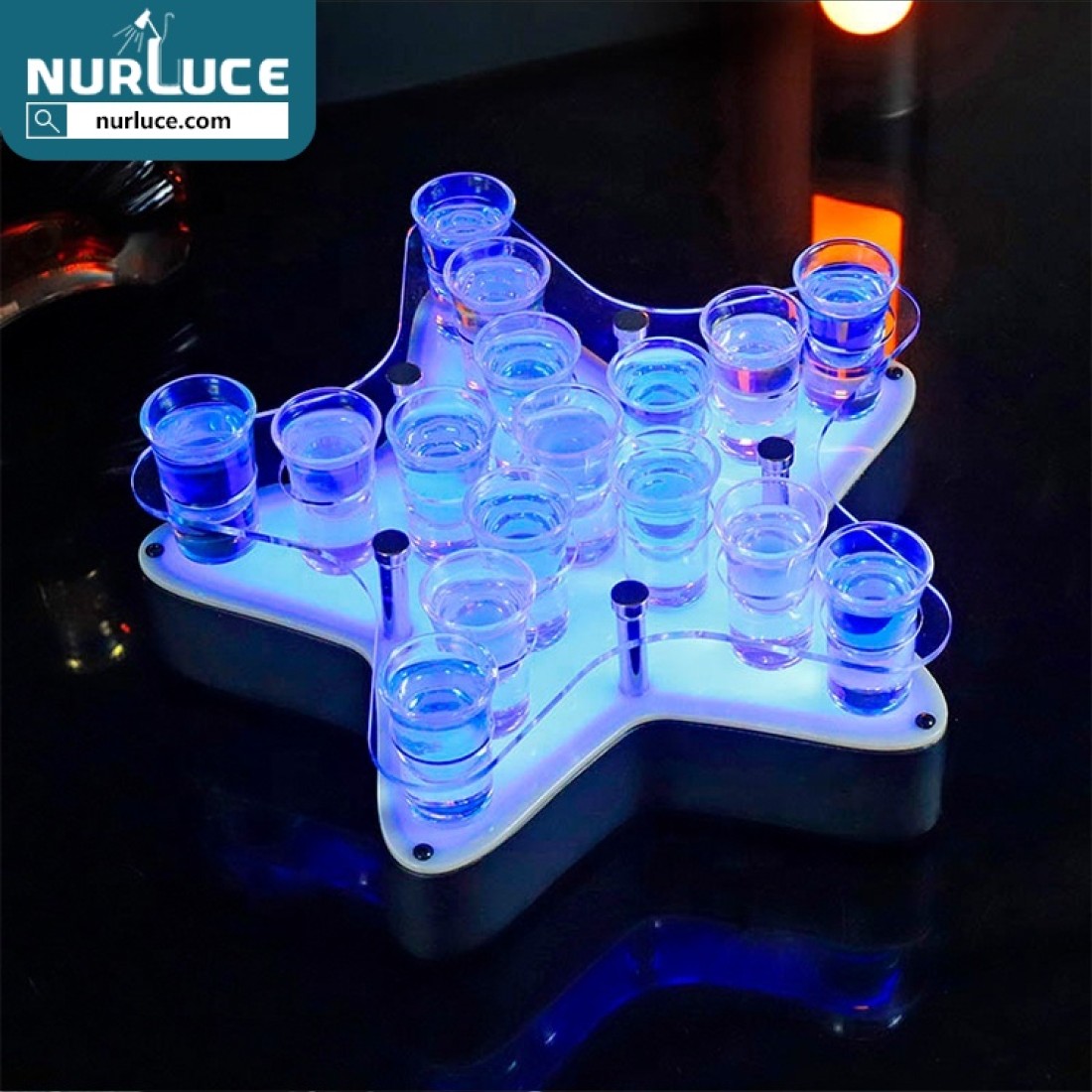 Led Shot Tray Nurluce LED Shot Tray 336 LED wine glass display rack, 16 hole cocktail ...