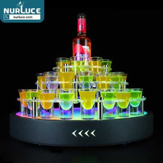 Customized Nightclub Bar LED Promotional Supplies LED Shot Tray bar nightclubs supplies service tray LED glowing charging bullet cup rack cocktail Shot Glass cup holder 45 holes cup rack