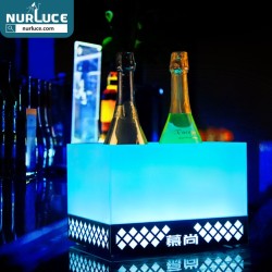 NEW Bar Nightclub KTV Party Plastic Rechargeable Acrylic LED Beer Barrel Cooler Wine Champagne Ice Bucket Serving Tray