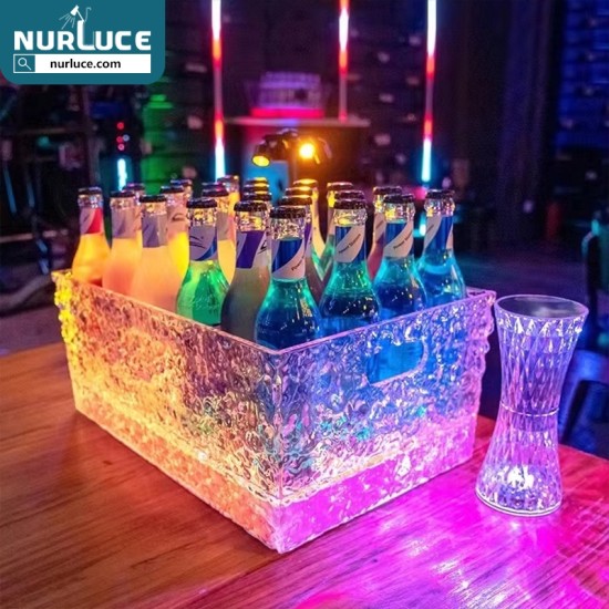 Customized Nightclub Bar LED Promotional Supplies LED Ice Bucket Wholesale custom led clear party ice bucket transparent plastic LED beer ice bucket