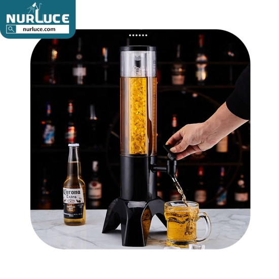 Customized Nightclub Bar LED Promotional Supplies LED Drink Tower Party bar Clear Plastic Self-catering Cold Drink Dispenser with tap Commercial Juice machine Beer Tower Dispenser 3 liters