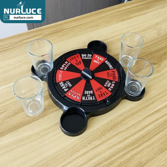 Nurluce Beer Pressure Games Unique Party  Drinking Shot Games Drinking Roulette Board Game Set With 4 Shot Glasses Party Bar Drinking Games