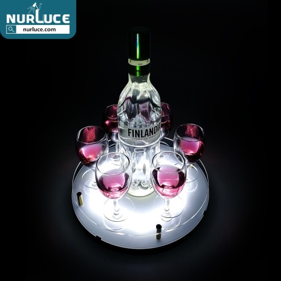 Customized Nightclub Bar LED Promotional Supplies LED Shot Tray Glow shot glass holder illuminated servng clear acrylic wholesale custom printed drink trays