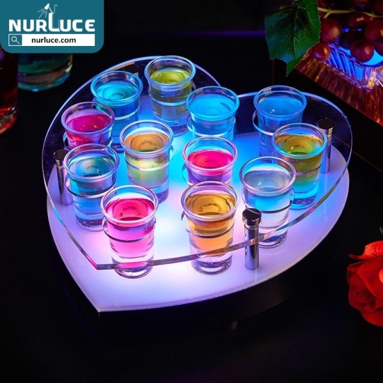 Customized Nightclub Bar LED Promotional Supplies LED Shot Tray LED Luminous Bar Creative Wine LED glow tray Glass Holder for Cocktail Shot Glass Display Holder Bottle Glorifier Bar Shelf