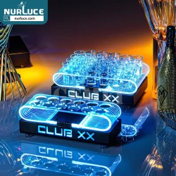 NEW Bar Service Led Shot Glass Tray Built-in Battery 12 Glasses Acrylic Holder