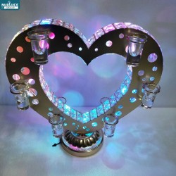 New Crystal 12 Shots Light Up Metal Rack Led Display Heart Stand Bullet Cup Tray for Night Club Bar Party LED Shot Glass Holder