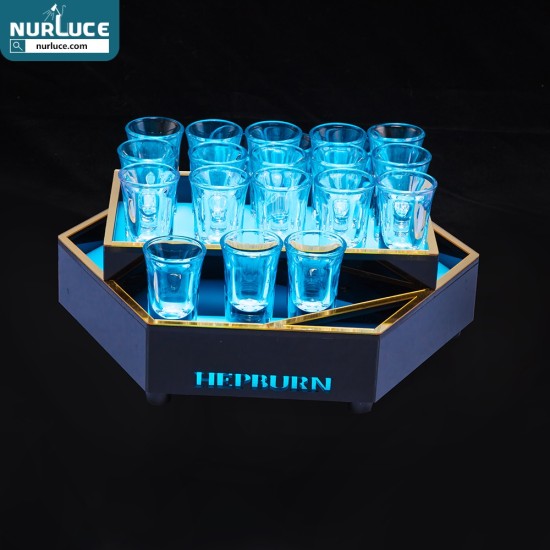 Customized Nightclub Bar LED Promotional Supplies LED Shot Tray Rodnn 9A82 Bar supplies LED Shot Glass Serving Tray