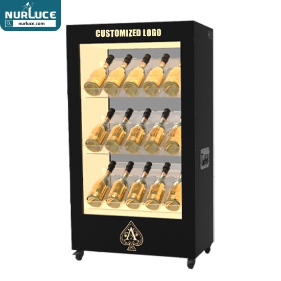 Customized Nightclub Bar LED Promotional Supplies LED Bottle Cabinet Modern LED Wine Cabinet Luminous Display Rack Wood Acrylic Glass Bar KTV Party Showcase Store Display Champagne Whiskey Bottle
