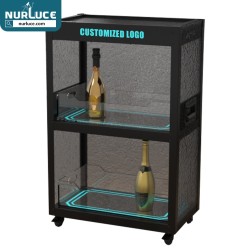 Modern Metal LED Wine Cabinet Illuminated Display Rack for Champagne Vodka Whiskey Bottles Bars KTVs Parties Made Acrylic Glass