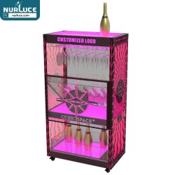 Modern Metal LED Wine Cabinet -Illuminated Display Rack for Champagne, Vodka & Whiskey Bottles | Perfect for Bars, KTVs &Parties