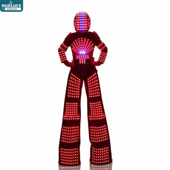Customized Nightclub Bar LED Promotional Supplies LED Suits Halloween LED Dancer Costume - Adult Ballroom Stilt Walker Robot Outfit with LED Lights for Festival Performances, Nightclubs