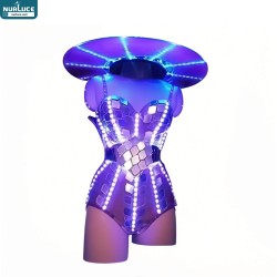Halloween Women's LED Glowing Costume - Light-Up DJ Disco Dance Jacket for Stage Shows, Parties, and Nightclubs | Eye-Catching