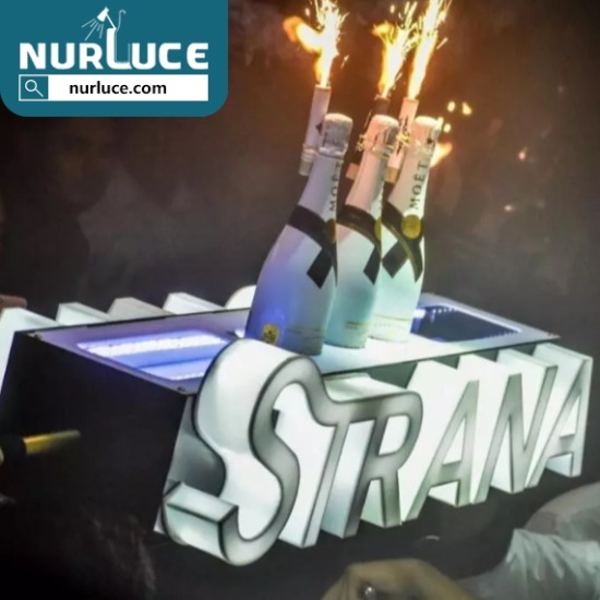 Customized Nightclub Bar LED Promotional Supplies LED Bottle Presenter Customized Club Logo Letters Wrapped LED Champagne Bottle Chariot Spirits Bottles Carrier Box VIP Service Presenter Wine Rack
