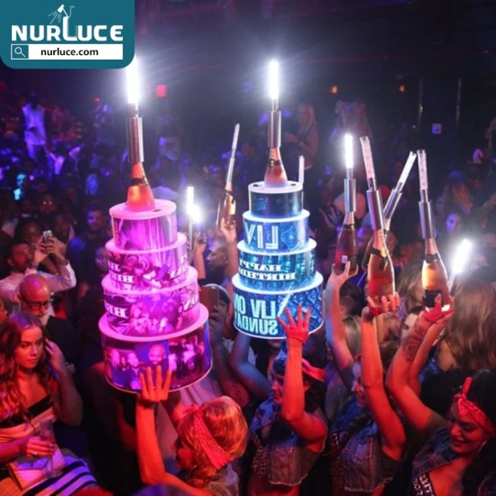 Customized Nightclub Bar LED Promotional Supplies LED Bottle Presenter Rechargeable LED Happy Birthday Cake Bottle Presenter Wine Holder VIP For Night Club Party KTV Decor