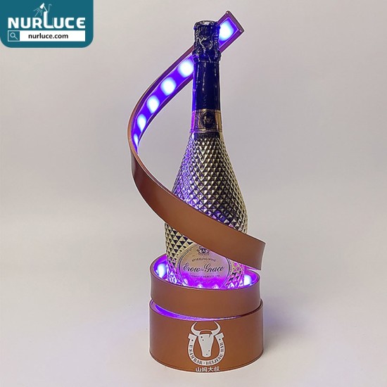 Customized Nightclub Bar LED Promotional Supplies LED Bottle Presenter Rechargeable Spiral Bar Display wine Bottle Glorifier Bottle Carrier Presenter VIP Service Tray LED Champagne Bottle Presenter