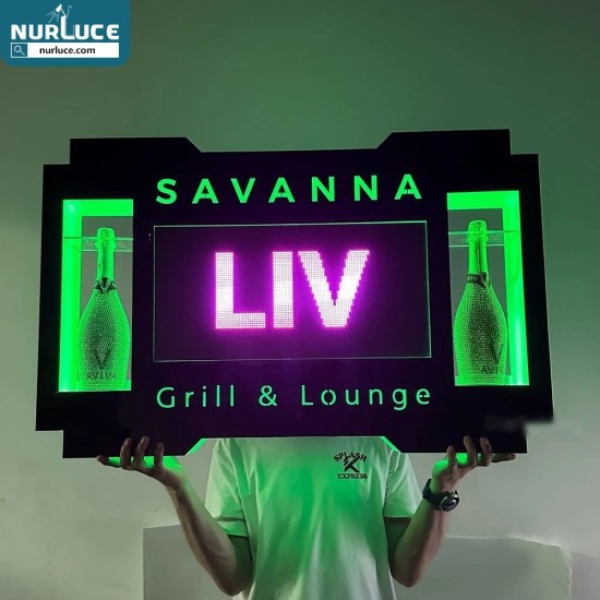 Customized Nightclub Bar LED Promotional Supplies LED Marquee Board App programmable DIY message sign double bottles presenter led service letter board digital screen signage for night club party