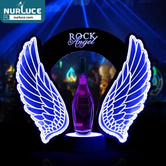 Customized Nightclub Bar LED Promotional Supplies LED Bottle Glorifier New Customized Led Flashing Wings Wine Champagne Bottle Glorifier Presenter Rechargeable Beer Bottle Display Stand For Bar
