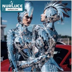 customization Stage performance of nightclub bar stage costume Mirror dance catwalk costume silver snake-head mirror costume