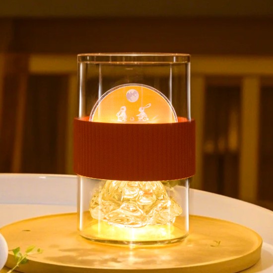 Customized Nightclub Bar LED Promotional Supplies Bar Table Lamps Customizable Acrylic Capsule Night Light with Rose Personalized Line Art Design Perfect Holiday Decorative Lamp Gift